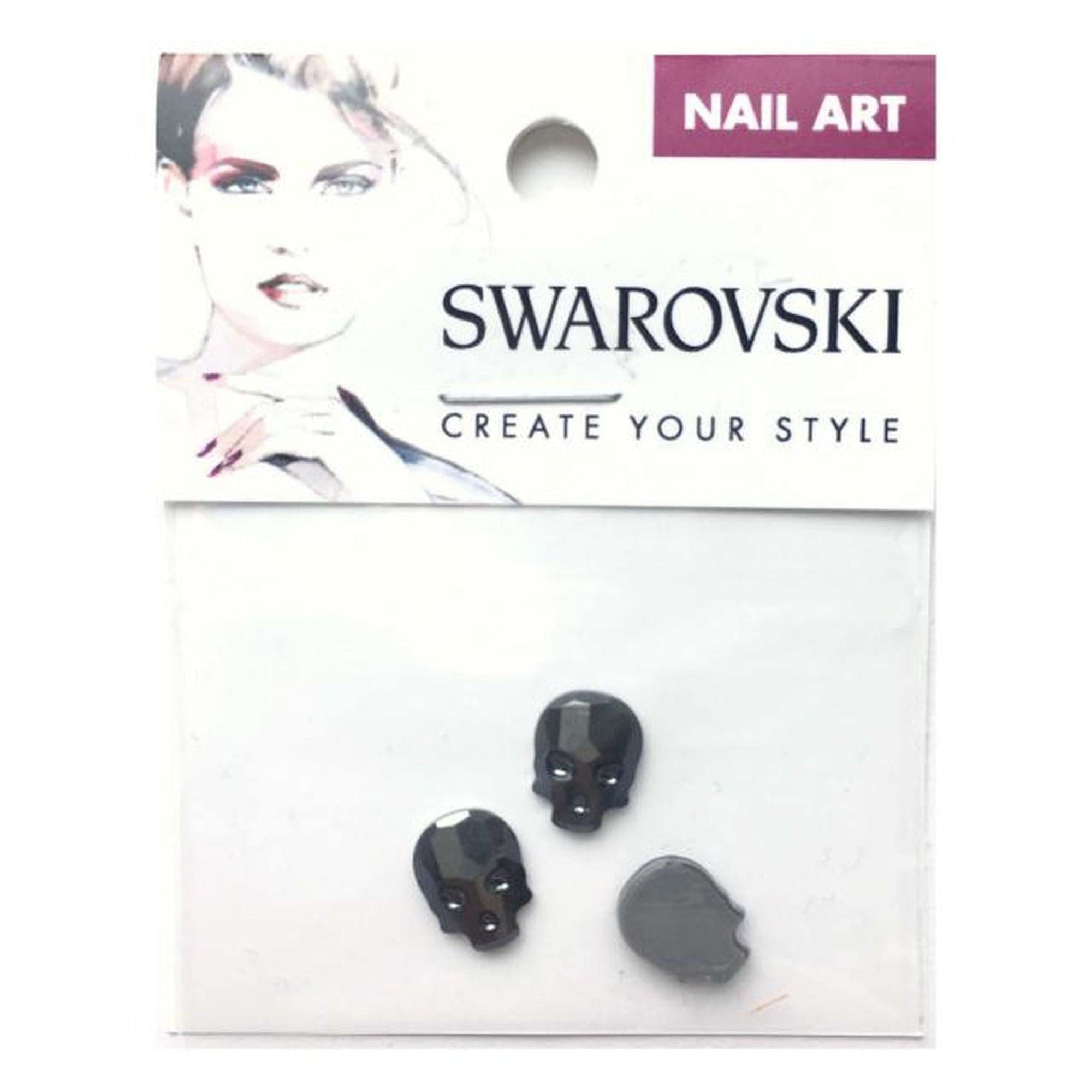 10X7.5MM SWAROVSKI SKULL FLAT BACK - Jet Hematite-Gel Essentialz