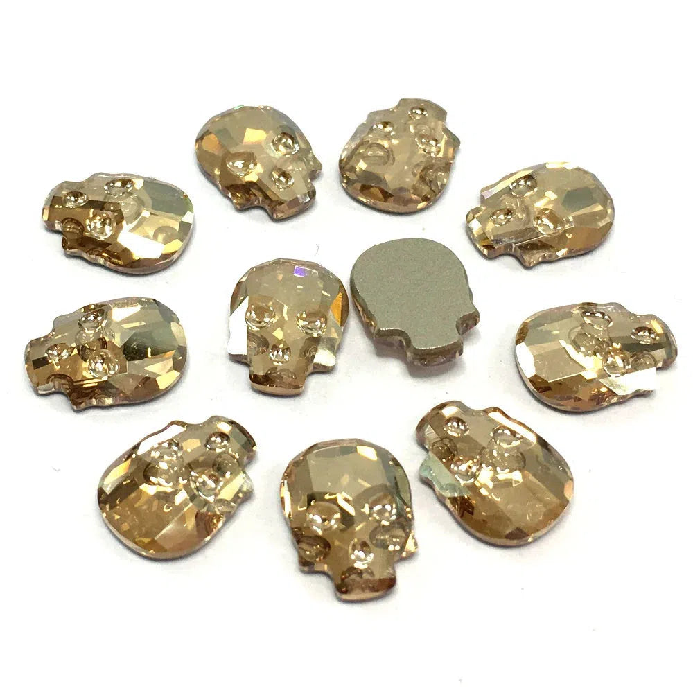 10x7.5mm Swarovski Skull Flat Back - Golden Shadow