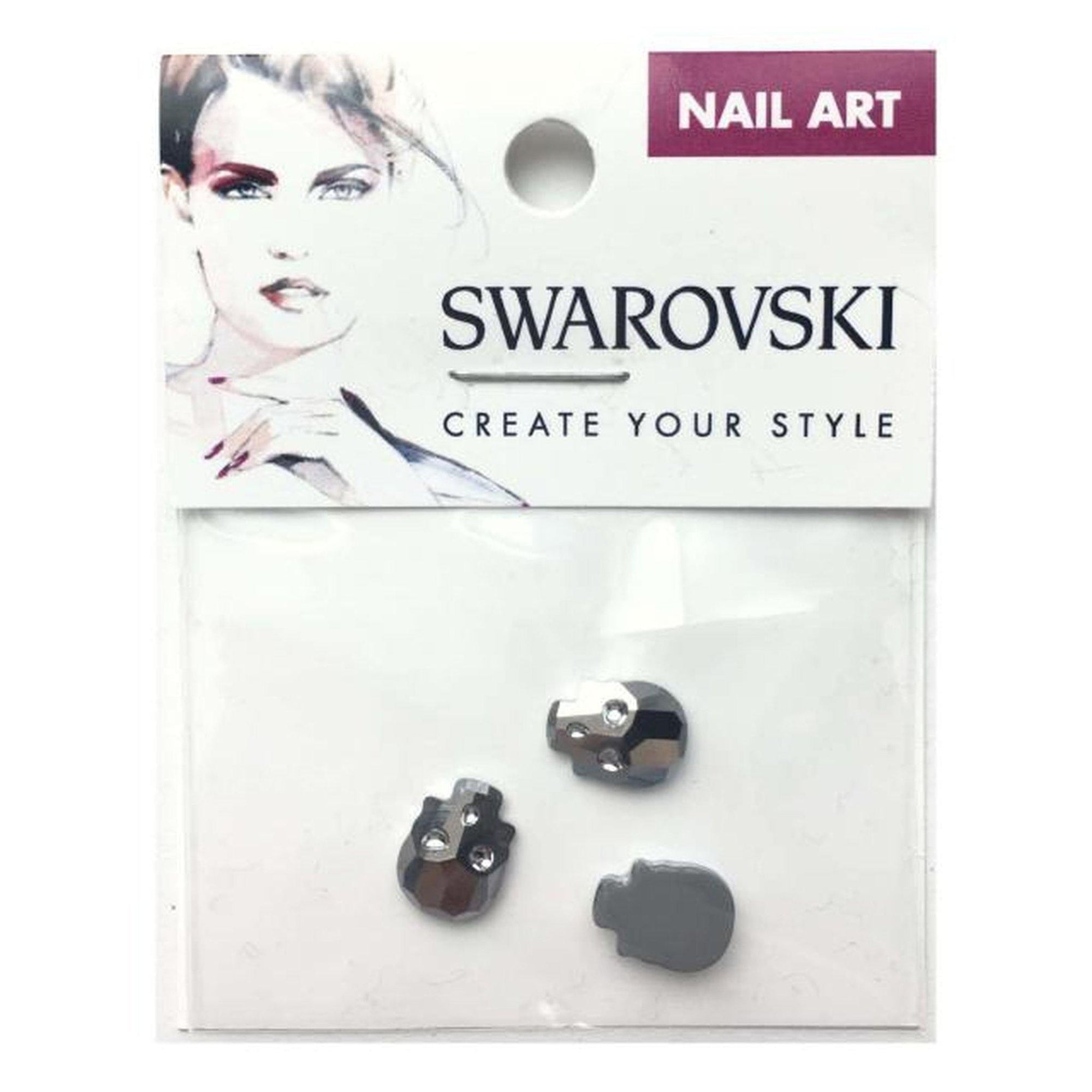 10x7.5mm Swarovski Skull Flat Back - Light Chrome