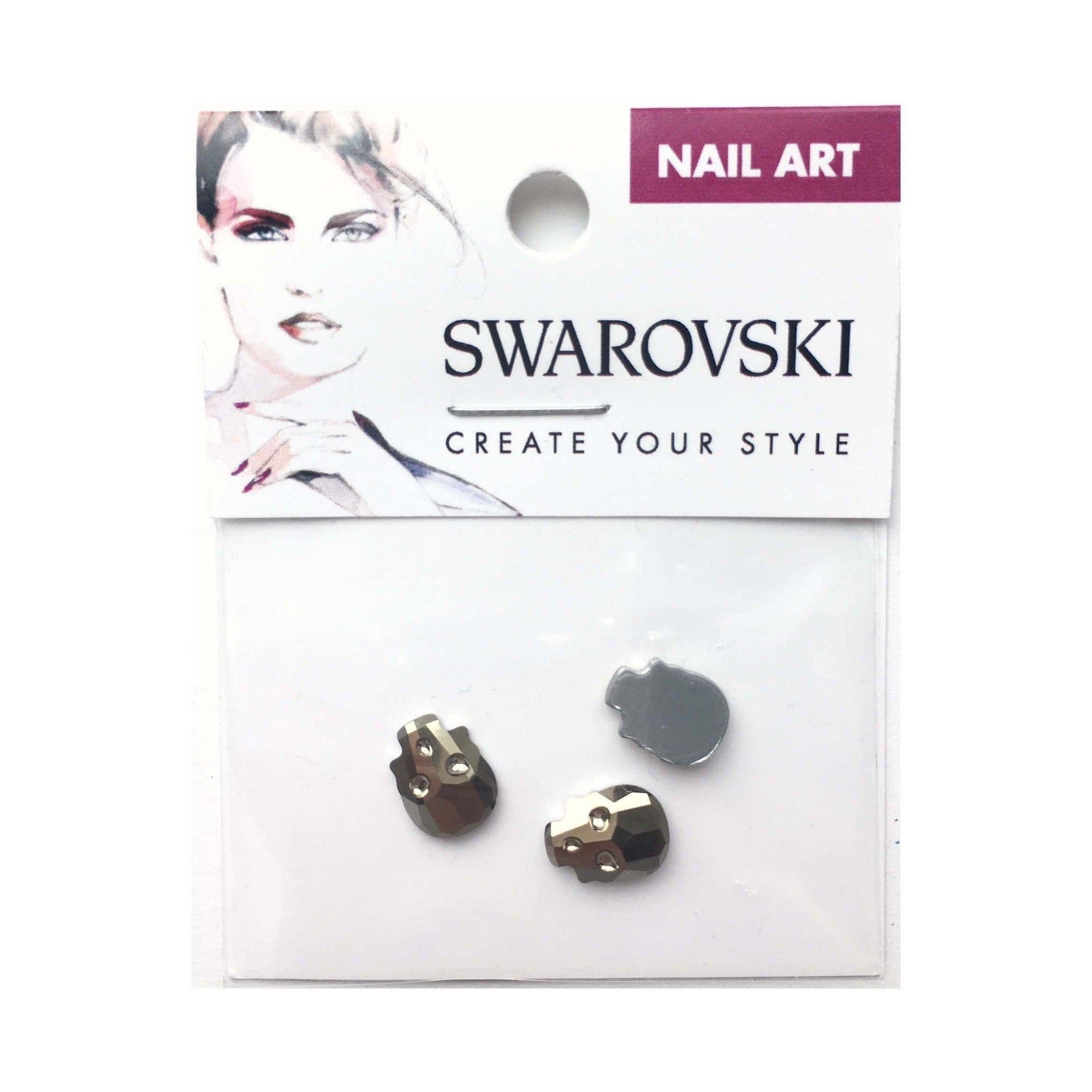 10x7.5mm Swarovski Skull Flat Back - Metallic Light Gold