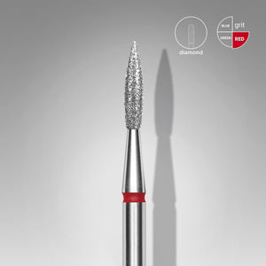 Staleks Diamond Bit - Pointed Flame Red (F) 2.3 / 8mm (354)-Drill bit-STALEKS PRO-Gel Essentialz