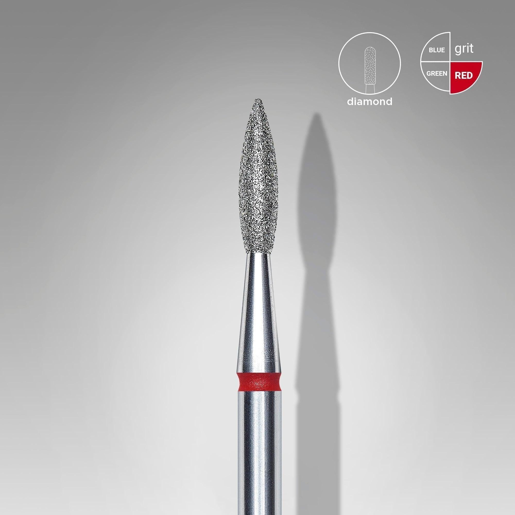Staleks Diamond Bit - Pointed Flame Red (F) 2.1 / 8mm (350)-Drill bit-STALEKS PRO-Gel Essentialz