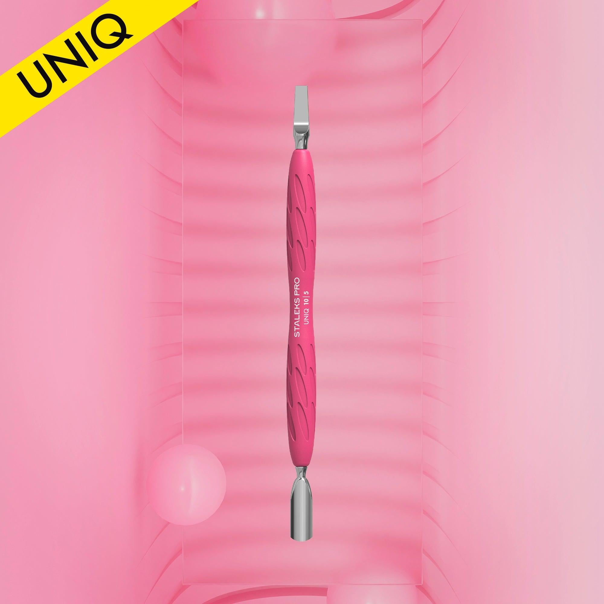 Staleks cuticle pusher, Gummy - UNIQ 10 TYPE 5 (rounded narrow pusher and straight blade)