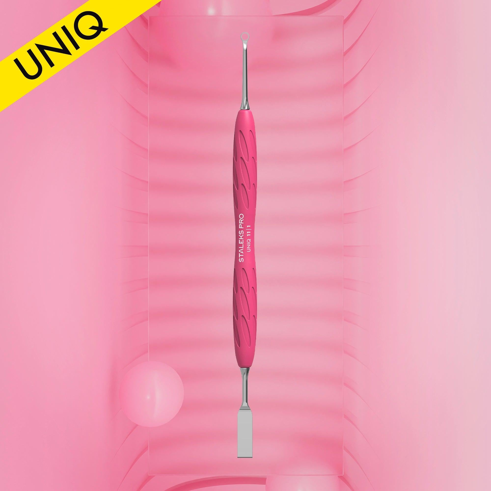 Staleks cuticle pusher, Gummy - UNIQ 11 TYPE 1 (straight flat and loop pusher)