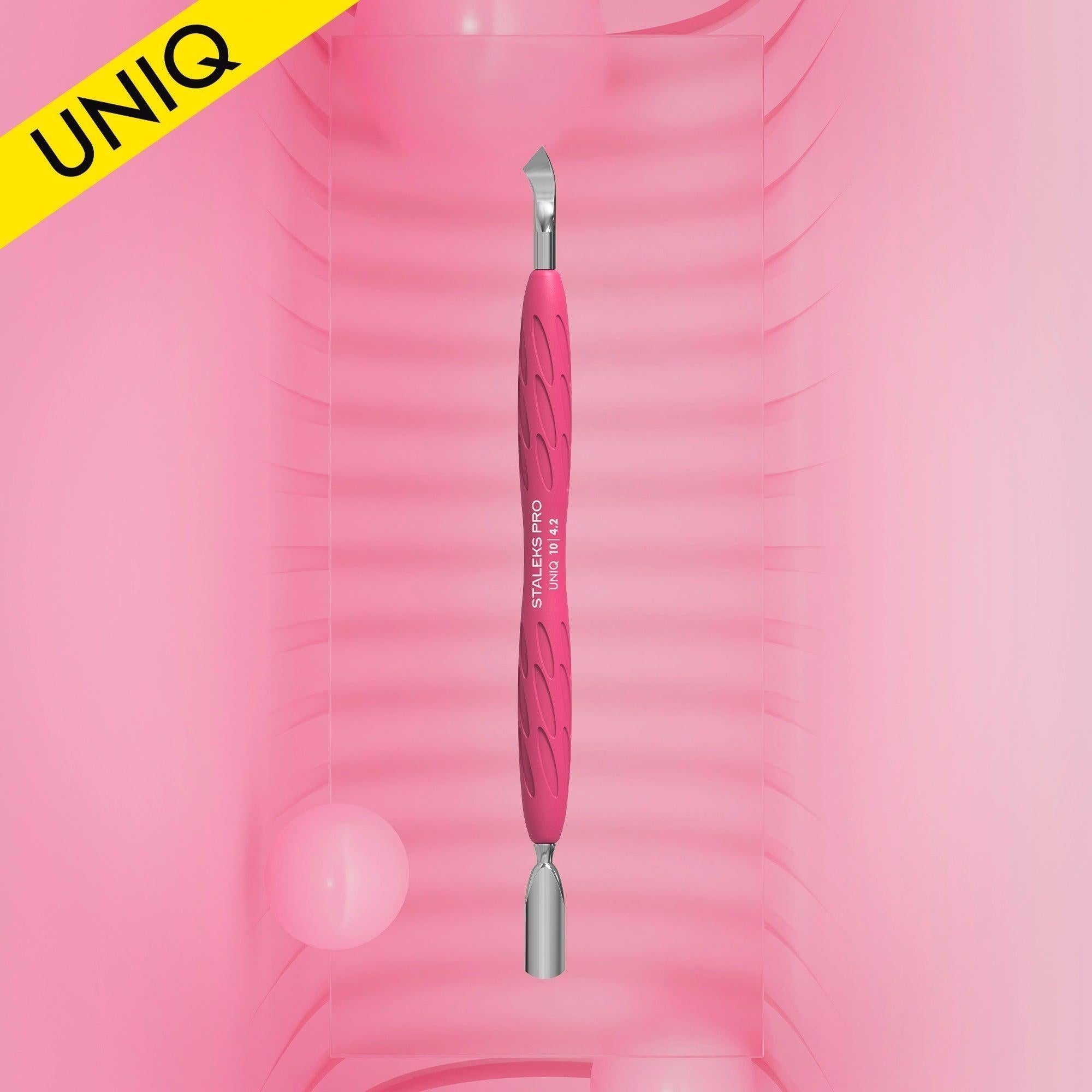 Staleks cuticle pusher, Gummy - UNIQ 10 TYPE 4.2 (Narrow Rounded Pusher + Bent Blade)-Cuticle Pushers-STALEKS PRO-Gel Essentialz