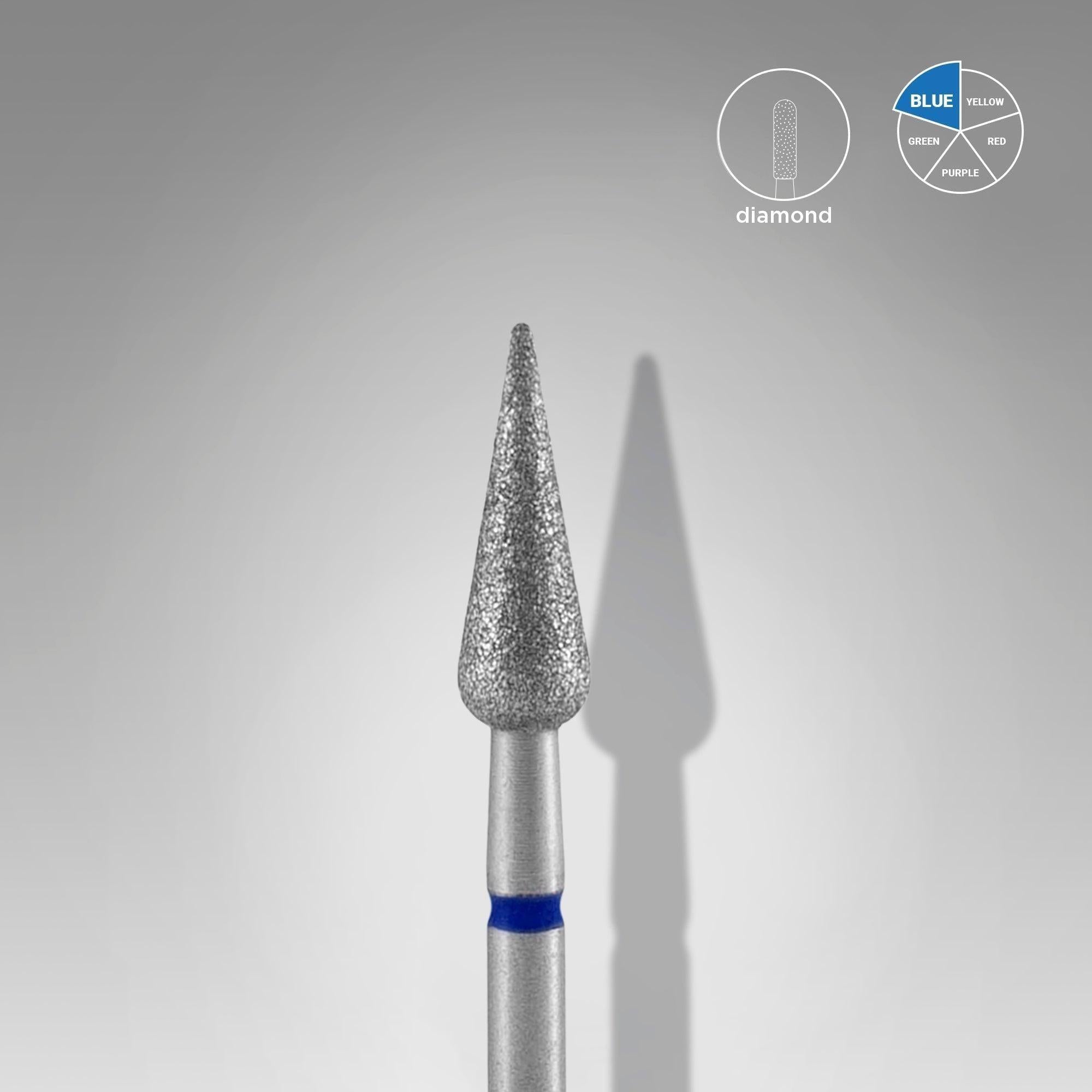 Staleks Diamond Bit - Pointed Pear Blue (M) 4 / 12mm (425)-Drill bit-STALEKS PRO-Gel Essentialz