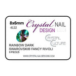 8mm x 6mm Oval Rivoli Crystal - Rainbow Dark