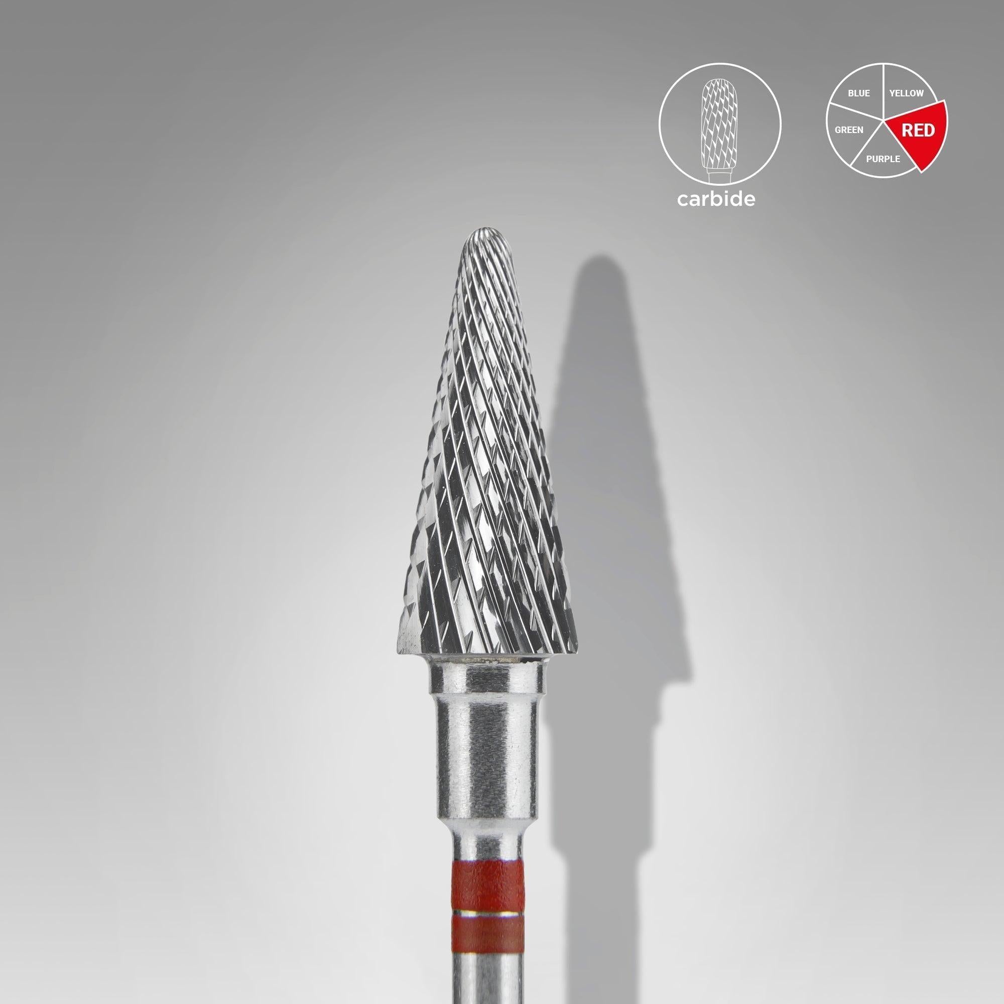 Staleks Carbide Bit - For Left-Handed Users Cone Red (F) 6/14mm (448)-Drill bit-STALEKS PRO-Gel Essentialz