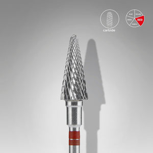 Staleks Carbide Bit - For Left-Handed Users Cone Red (F) 6/14mm (448)-Drill bit-STALEKS PRO-Gel Essentialz