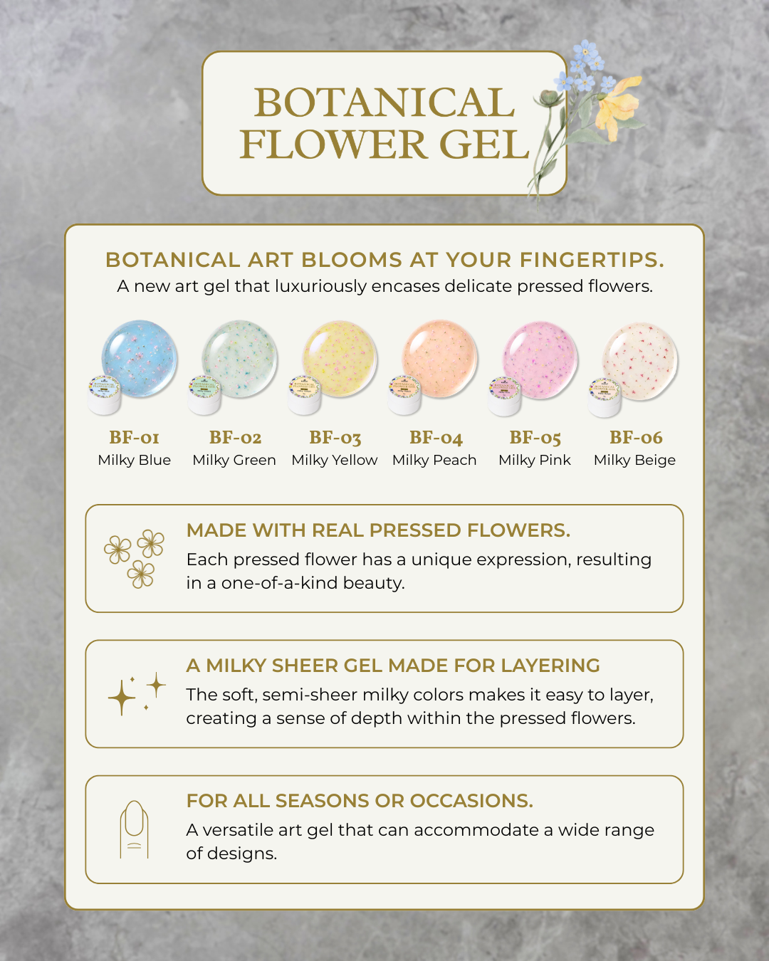 K-BF-01 Botanical Flower Gel - Milky Blue