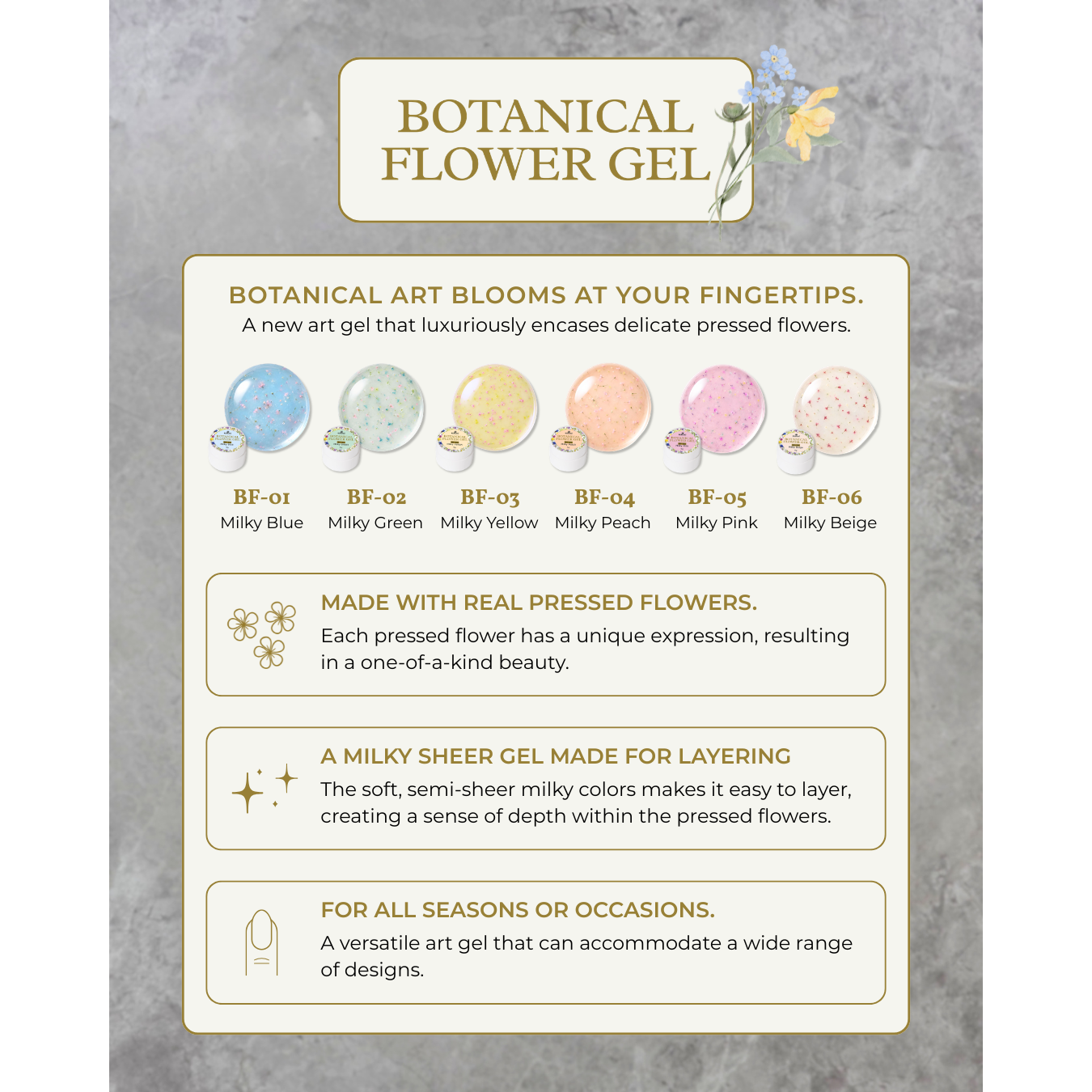 K- Botanical Flower Gel 6pc Series