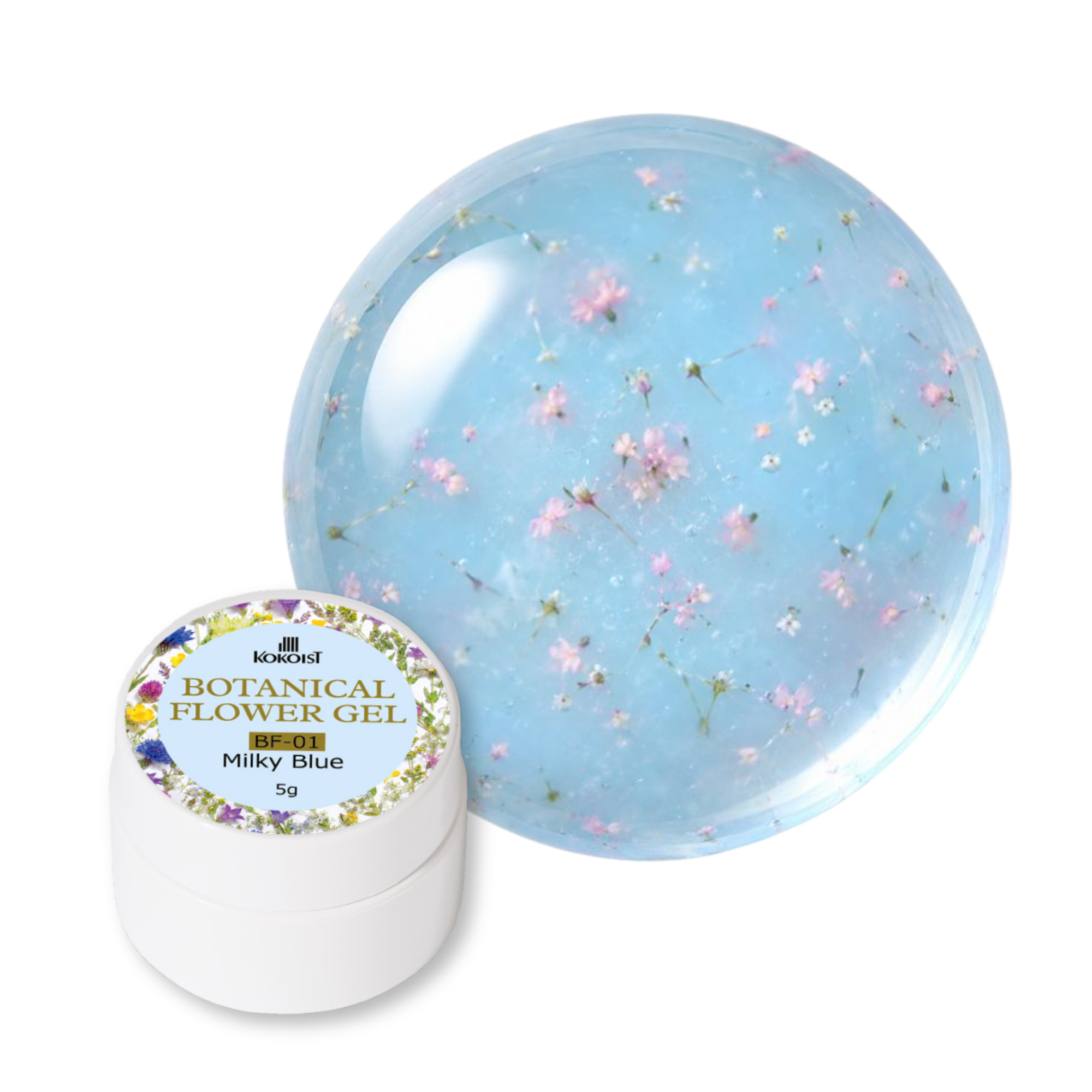 K-BF-01 Botanical Flower Gel - Milky Blue