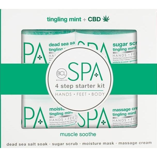 Tingling Mint and CBD Spa Set – 4-Step Starter Kit (16oz jars)