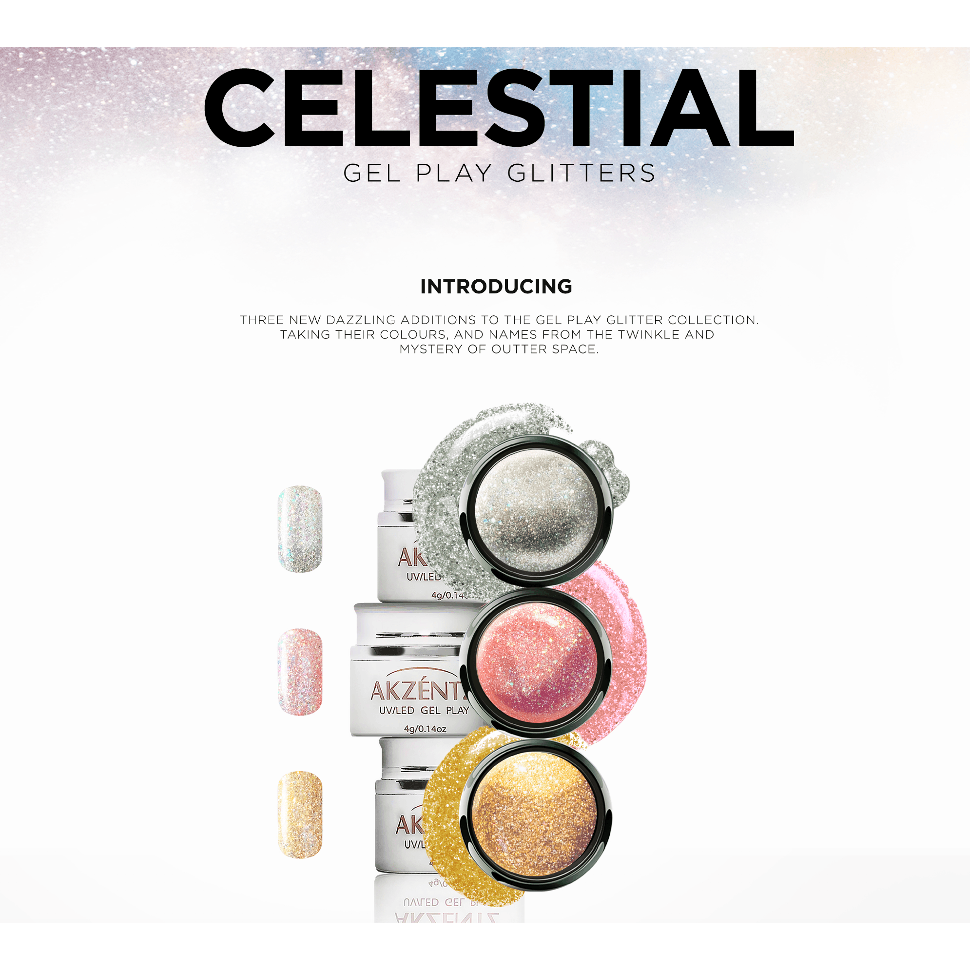 Gel Play - Glitter Celestial 1 Collection FULL SIZE *NEW* - Gel