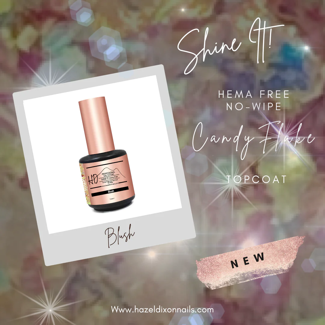 HD Shine It ! HEMA FREE - No Wipe Candy Flake Top Coat - Blush