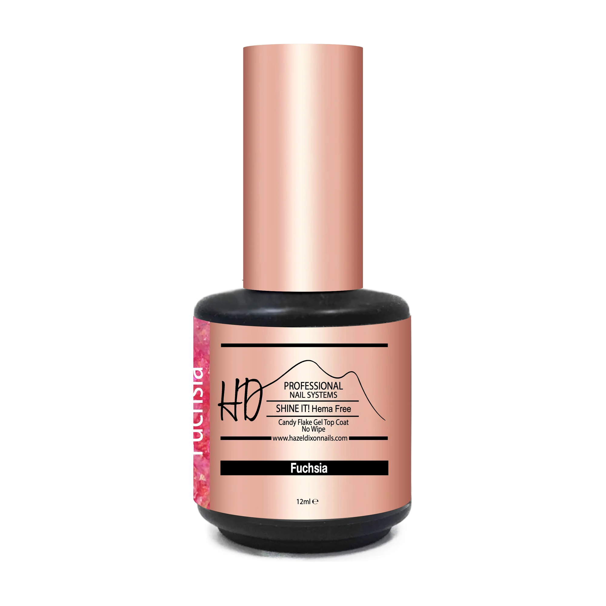 HD Shine It ! HEMA FREE - No Wipe Candy Flake Top Coat - Fuchsia