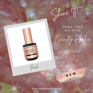 HD Shine It ! HEMA FREE - No Wipe Candy Flake Top Coat - Peach