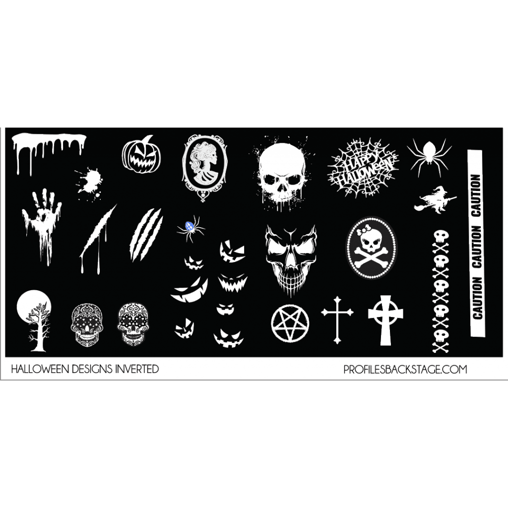 HALLOWEEN DESIGNS INVERTED  PF STAMPING PLATE 030 - Gel Essentialz