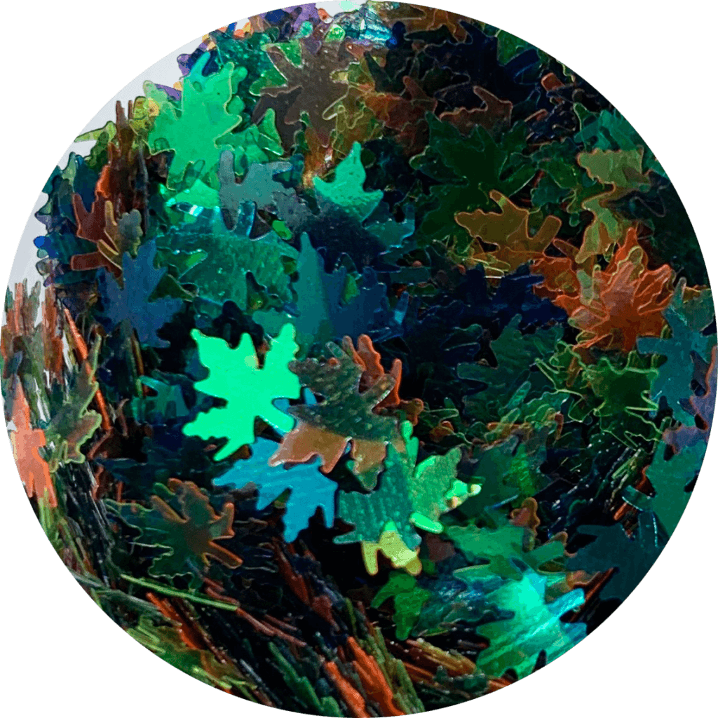Iridescent Leaves Glitter Shapes
