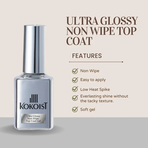 K- Ultra Glossy Non Wipe Top Coat 15ml - Gel Essentialz