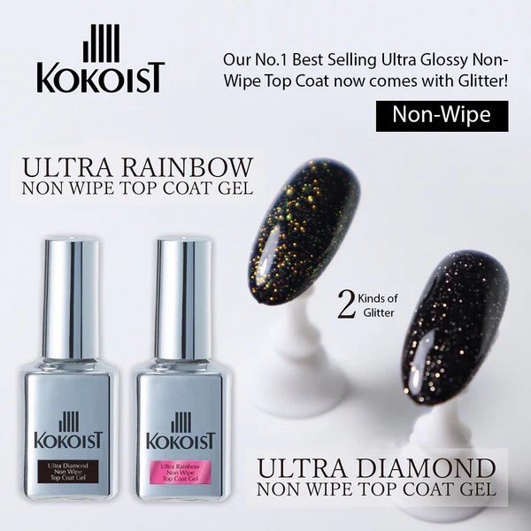 Vendor] K- Ultra Rainbow Non Wipe Top Coat Gel 15 mL K-8655 | Gel