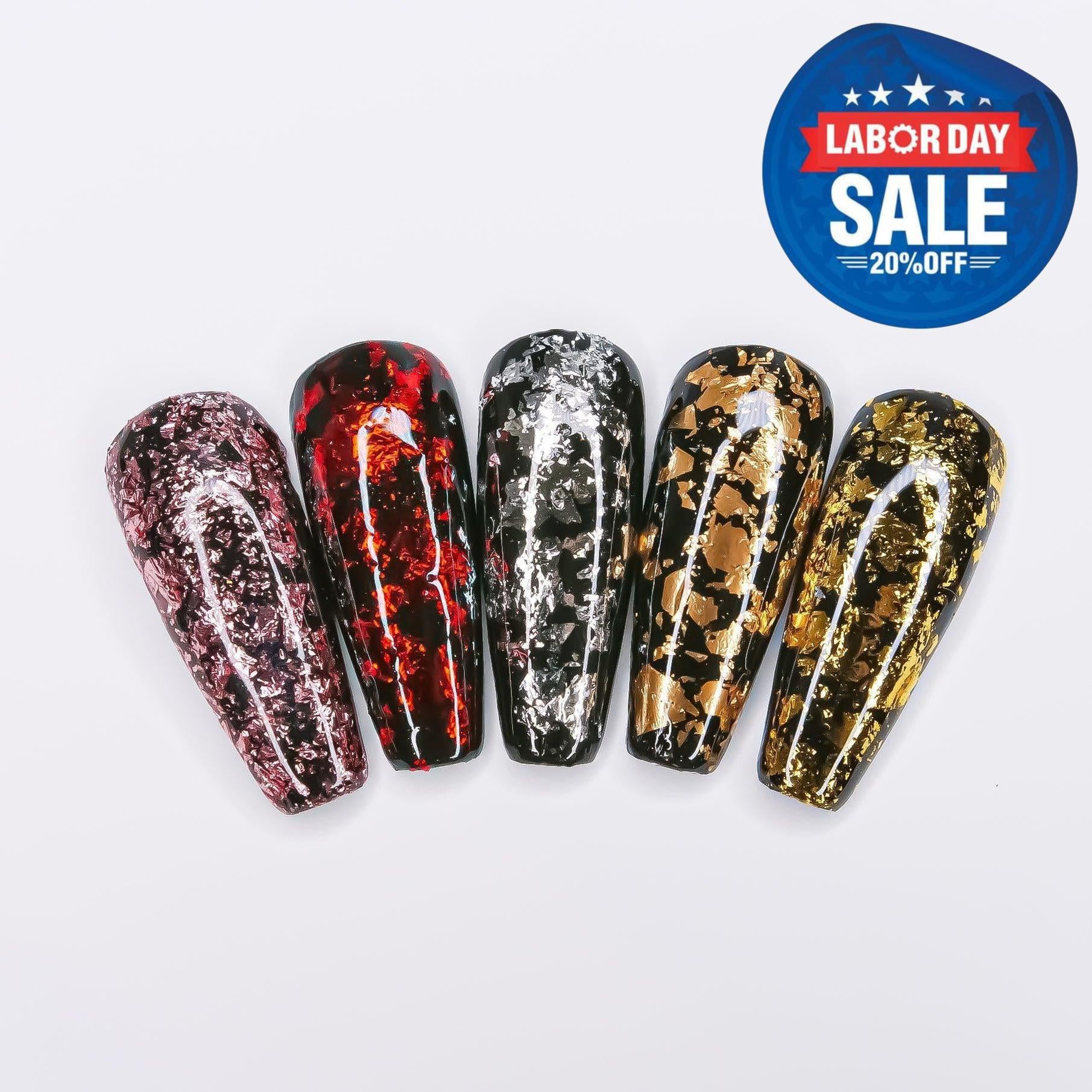 RI- Chrome Flakes set of 5 Colors-Pigments/Flakes/Chromes-Red Iguana LLC-Gel Essentialz