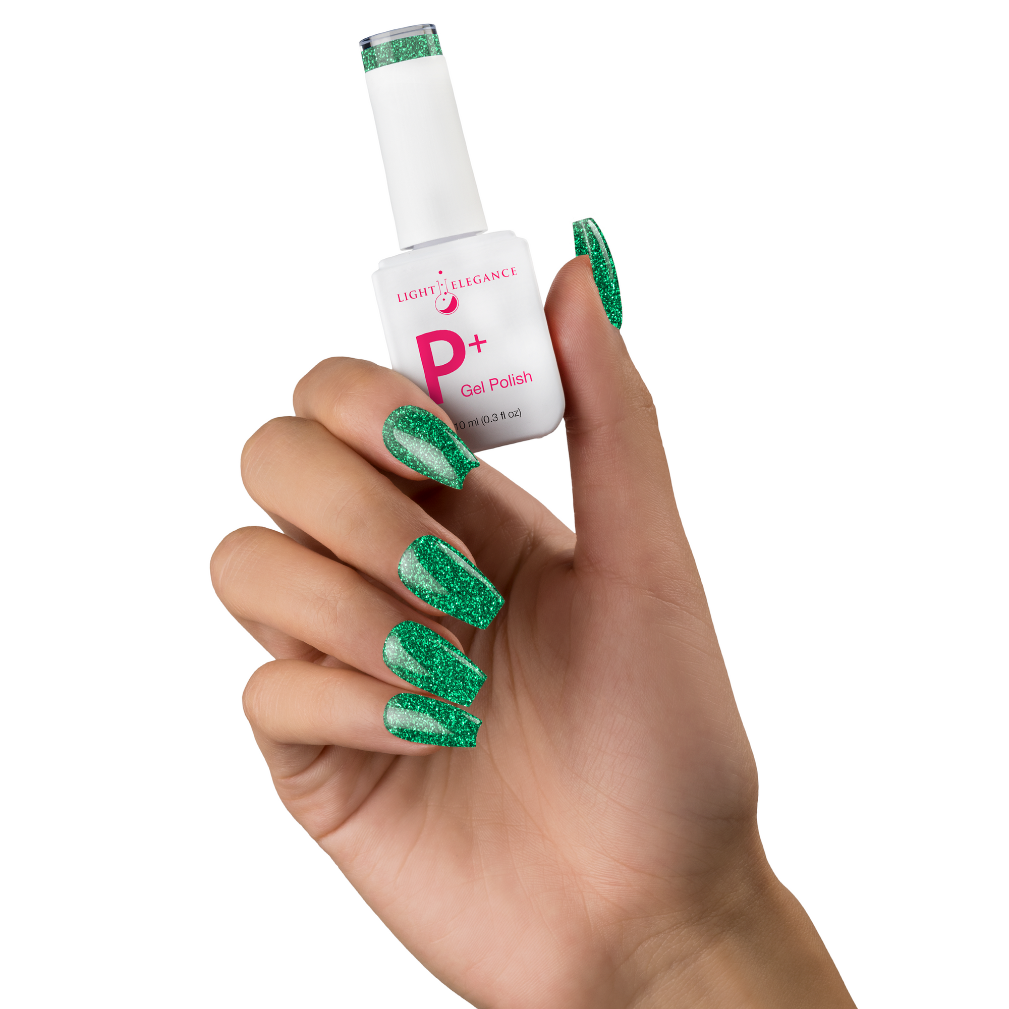 P+ Emerald Green, Glitter Gel Polish, 10 ml