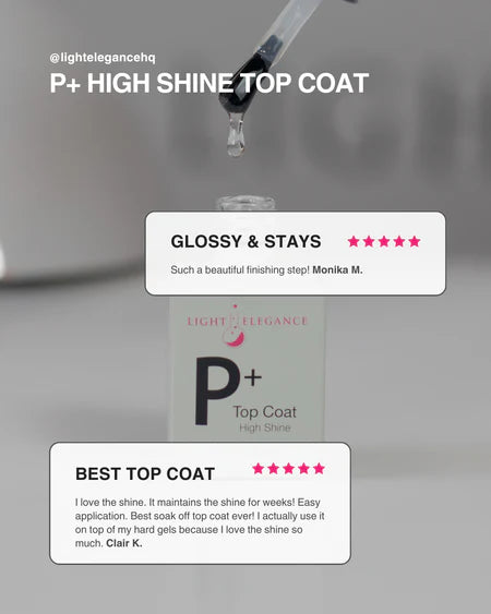 P+ High Shine Soak Off Top Coat, 10 ml