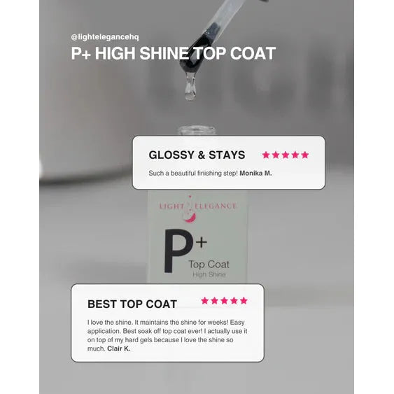 P+ High Shine Soak Off Top Coat, 10 ml