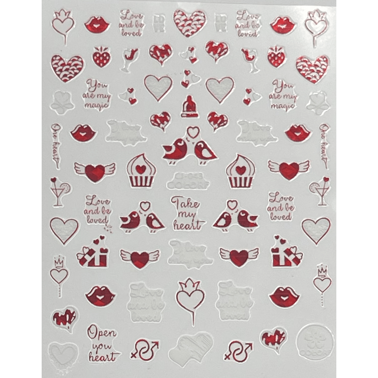 Pasties Decals - Holo Red Lovebirds (D)