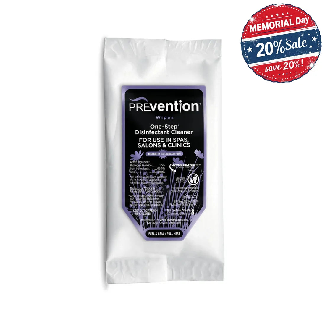 PREvention One-Step Disinfectant Wipes - Softpaks Travel size, 8 ct-BASICS, Prep Products-Gel Essentialz-Gel Essentialz