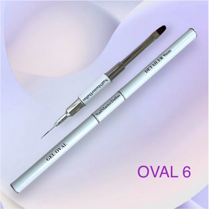 NMD Dual Brush - 9mm Detailer & Oval 6 Flat (White Handle)-Brushes-NMD-Gel Essentialz