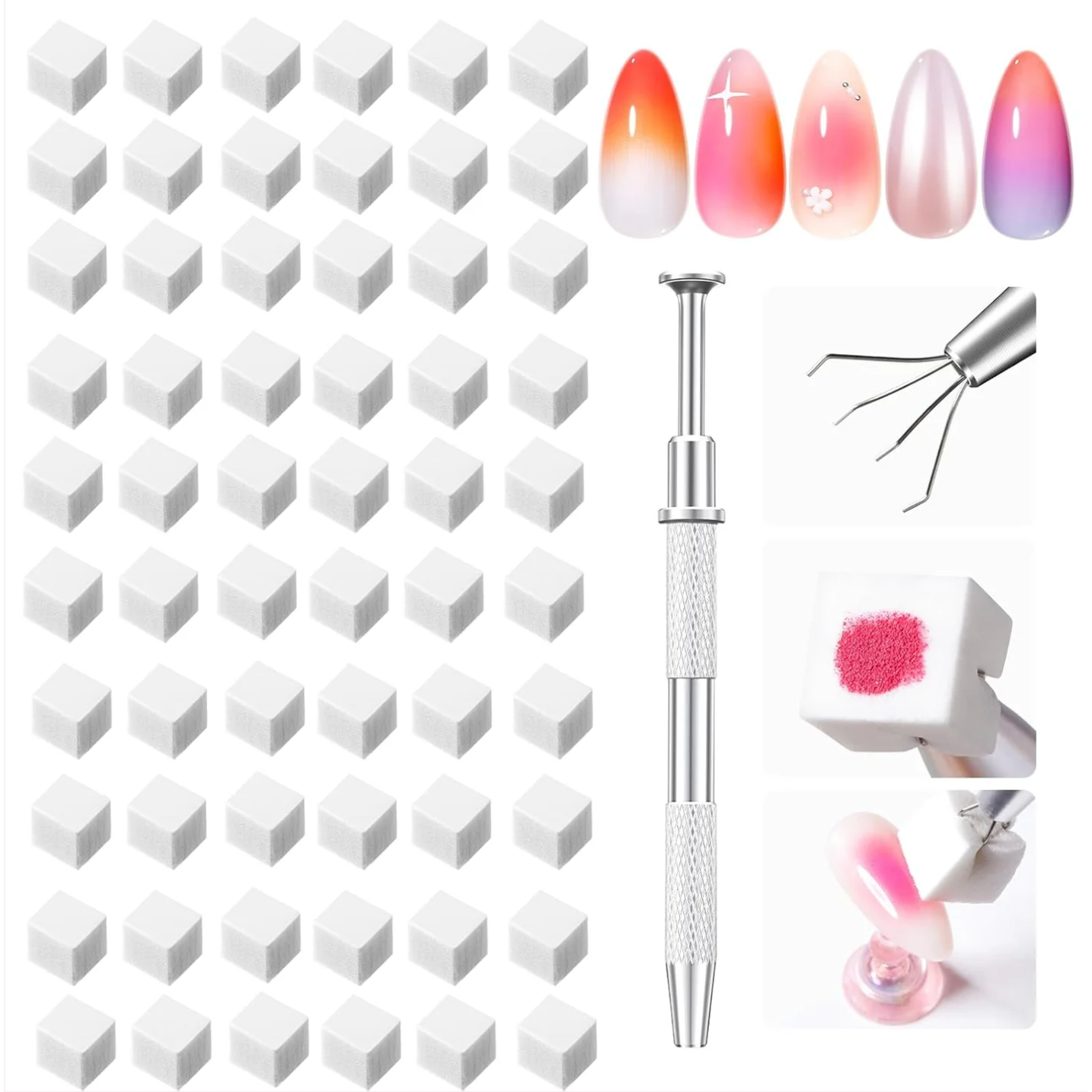 Cube Sponge Blenders for Ombre-NMD-Applicator + 100pc Sponges-Gel Essentialz