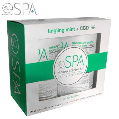 Tingling Mint and CBD Spa Set – 4-Step Starter Kit (16oz jars)
