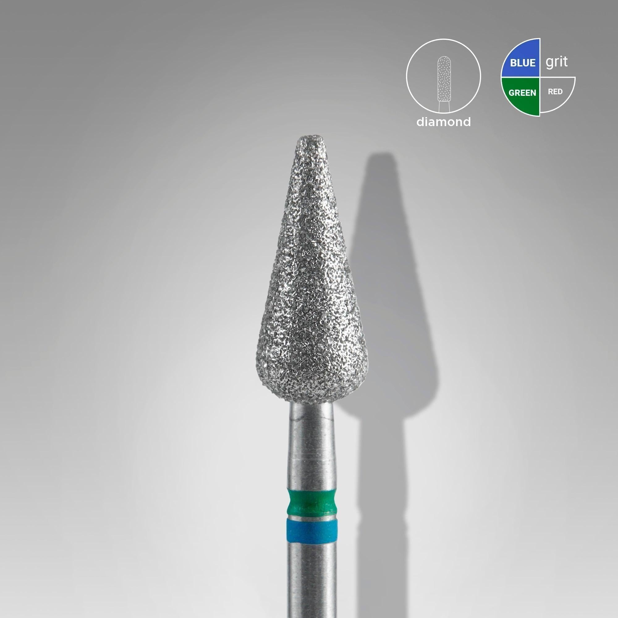 Staleks Diamond Bit - Duo Pointed Pear Blue-Green (M-C) 5 / 12mm (428)-Drill bit-STALEKS PRO-Gel Essentialz