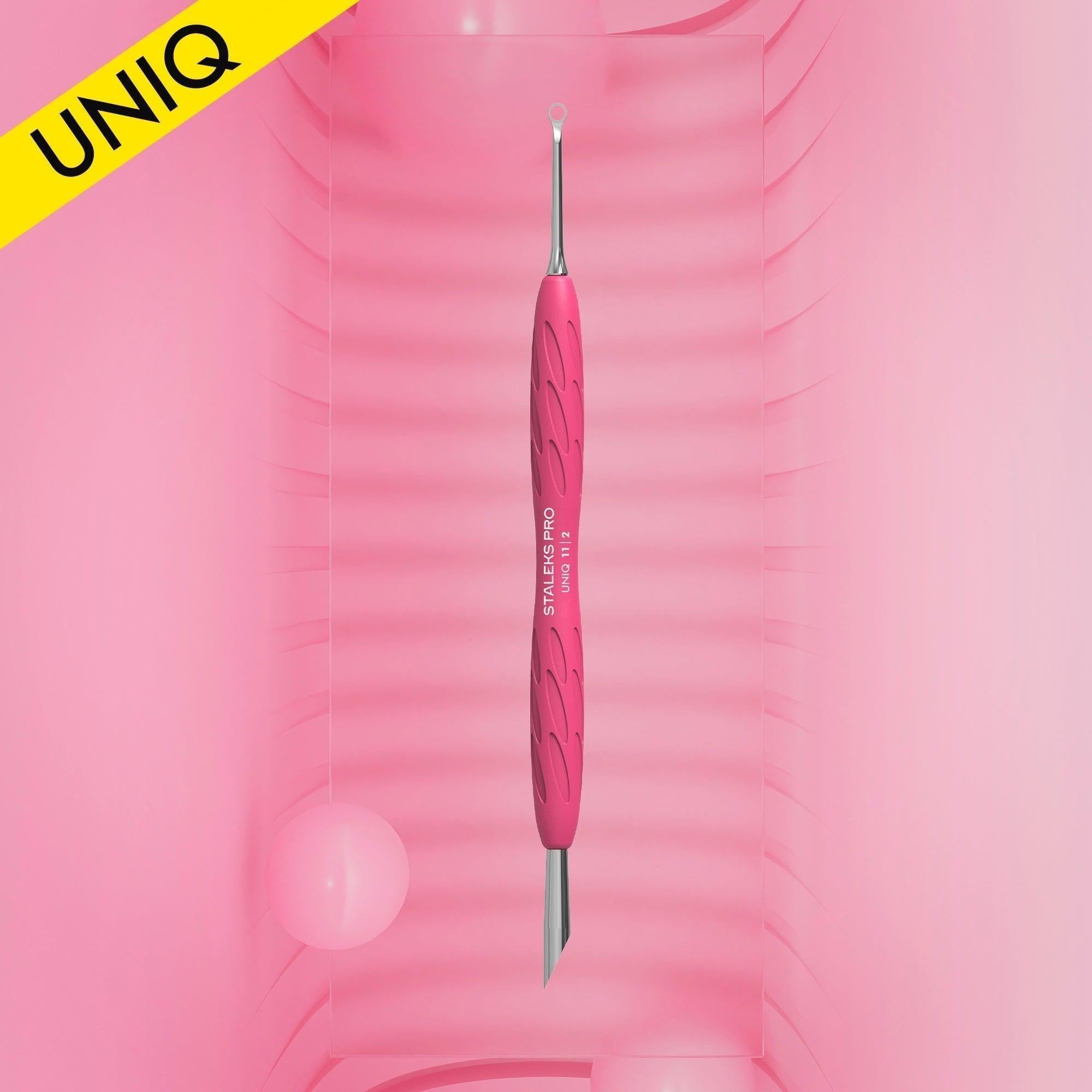Staleks cuticle pusher, Gummy - UNIQ 11 TYPE 2 (beveled and loop pusher)-Cuticle Pushers-STALEKS PRO-Gel Essentialz