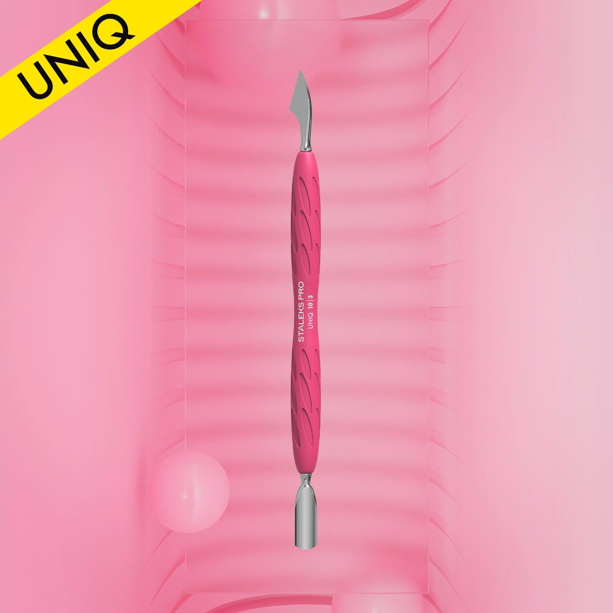 Staleks cuticle pusher, Gummy - UNIQ 10 TYPE 3 (rounded narrow pusher and cleaner)