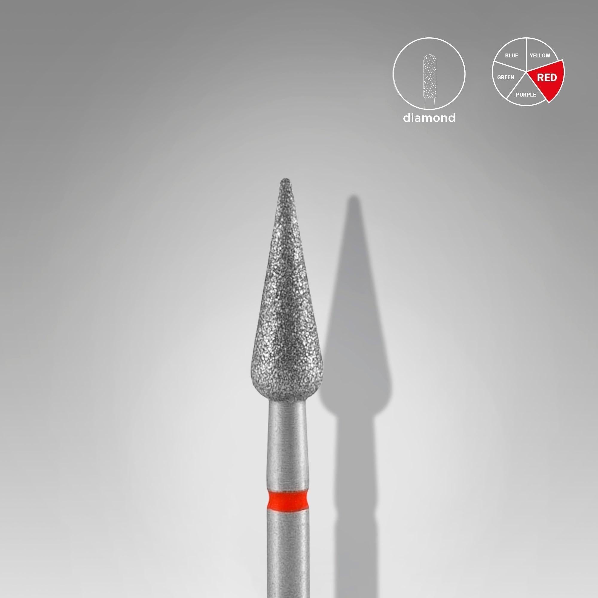 Staleks Diamond Bit - Pointed Pear Red (F) 4 / 12mm (424)-Drill bit-STALEKS PRO-Gel Essentialz