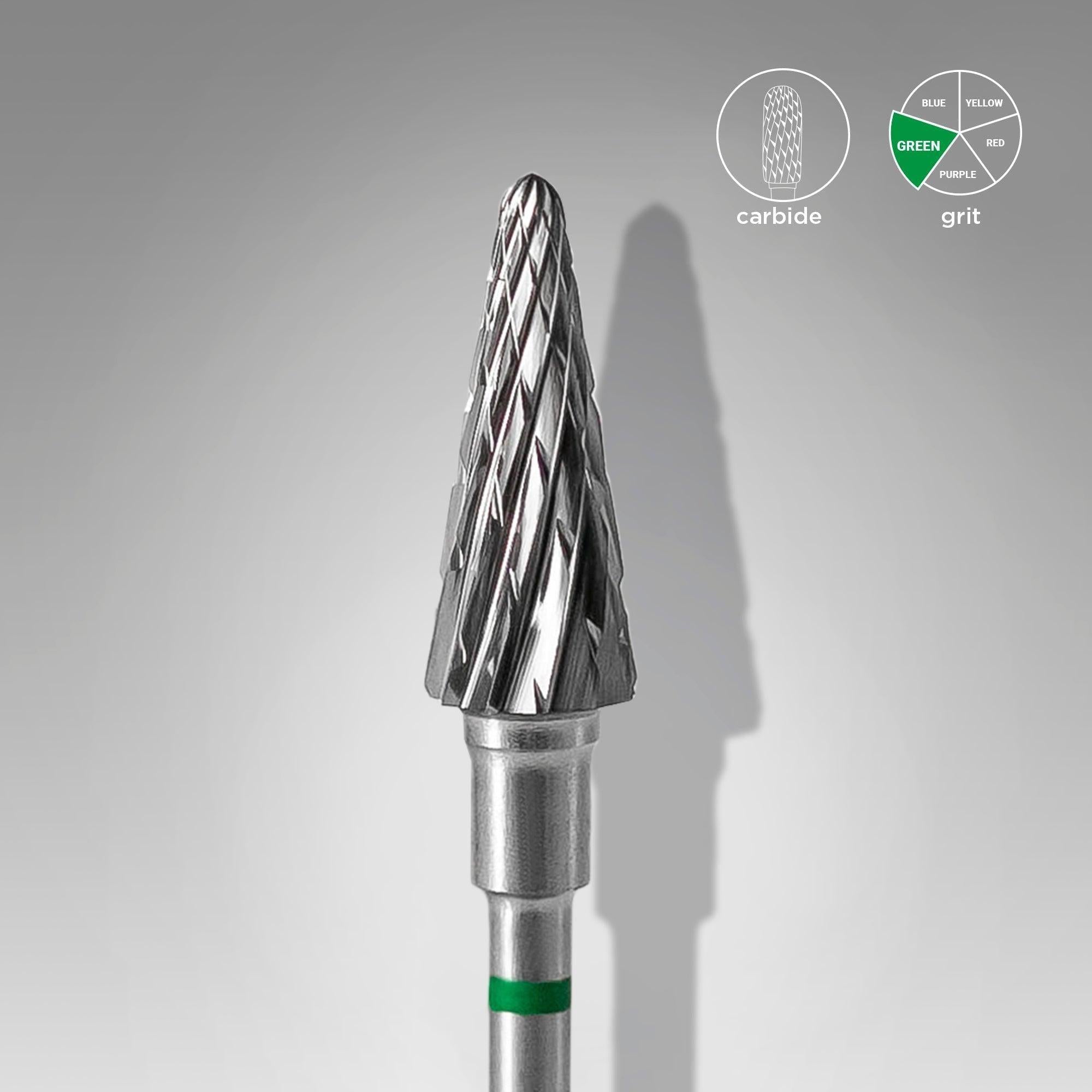 Staleks Carbide Bit - Cone Green (C) 6/14mm (447)-Drill bit-STALEKS PRO-Gel Essentialz