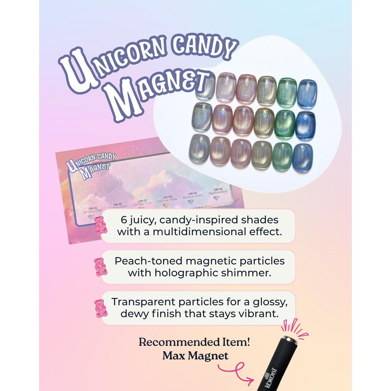 K- Unicorn Candy Magnet Series 6pc Collection - Gel Essentialz