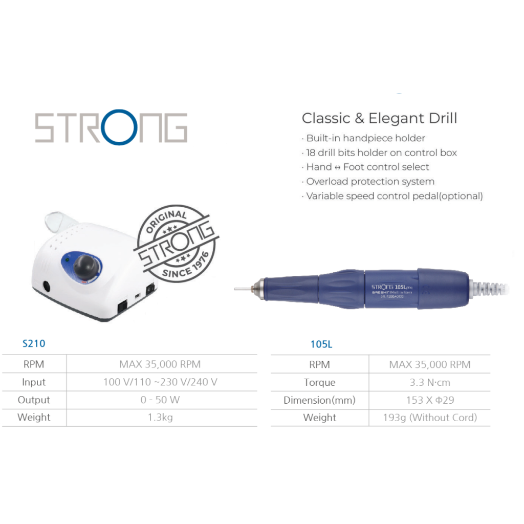 STRONG E-File 210/105L 35,000 RPM SET(3/32″)