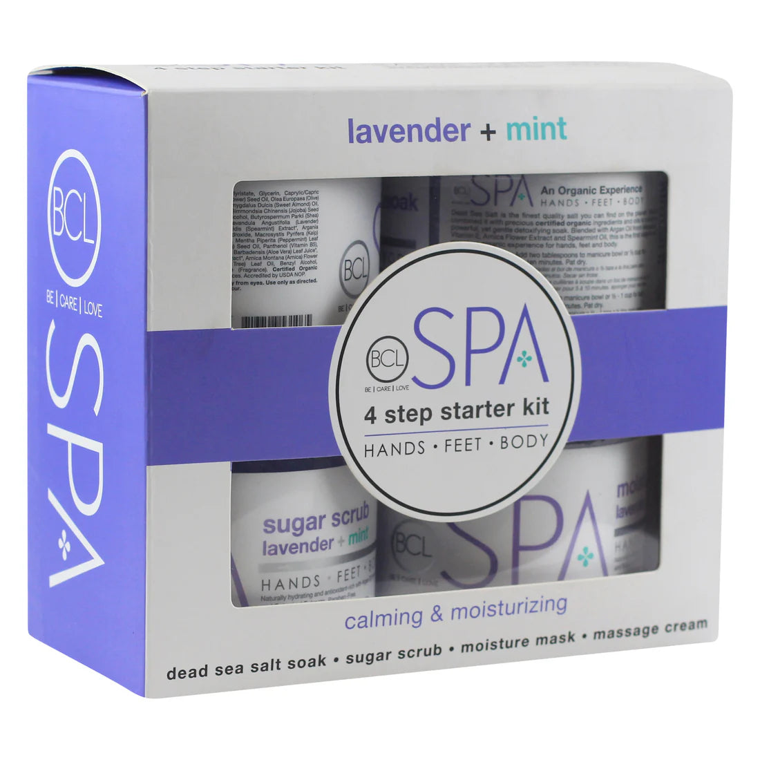Lavender and Mint Calming Spa Set – 4-Step Starter Kit (16oz jars)