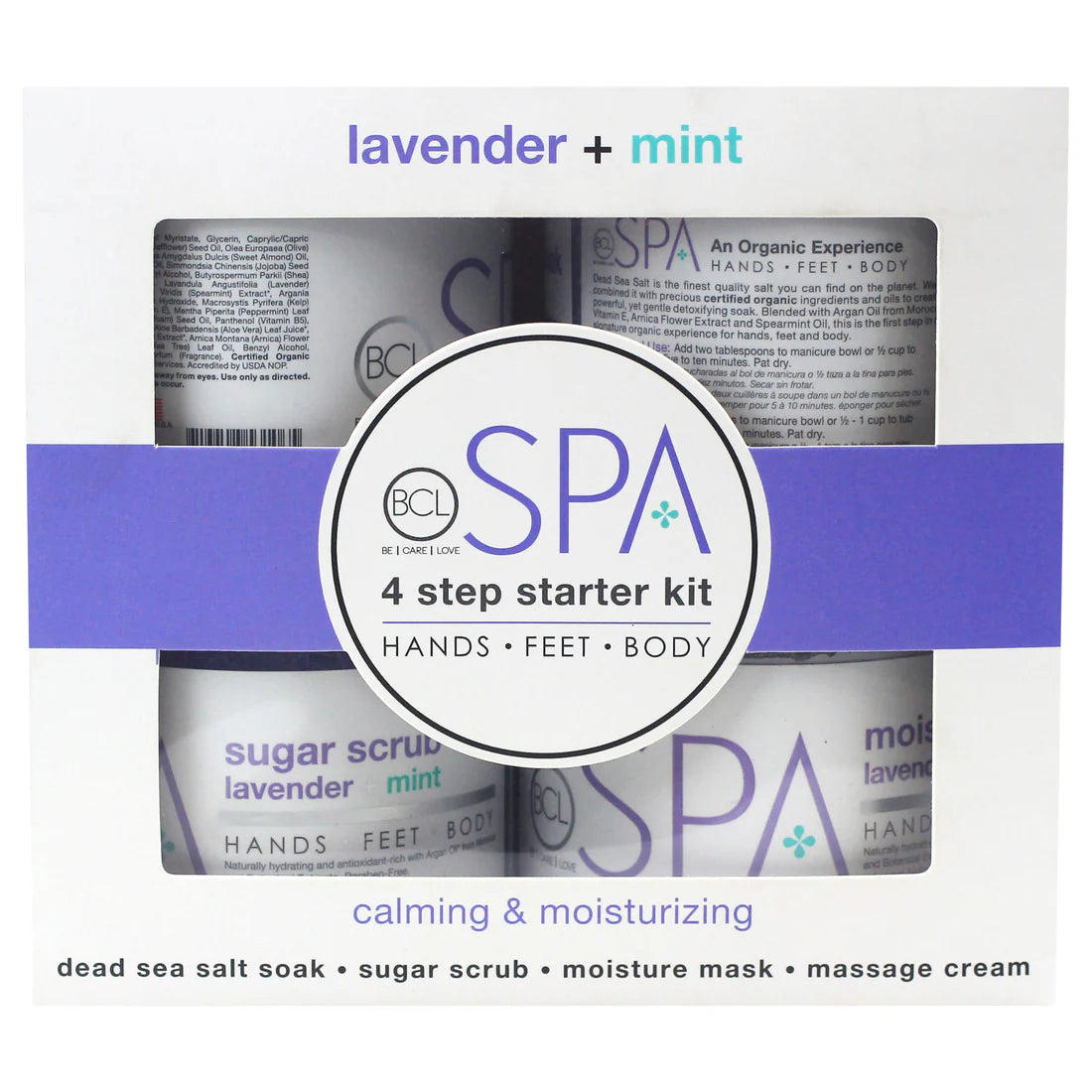 Lavender and Mint Calming Spa Set – 4-Step Starter Kit (16oz jars)