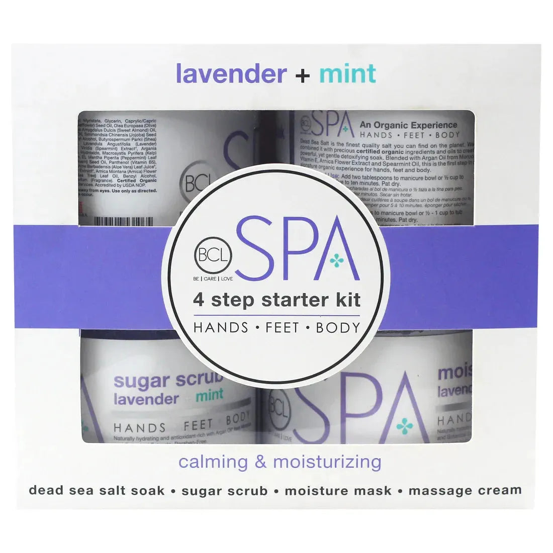 Lavender and Mint Calming Spa Set – 4-Step Starter Kit (16oz jars)-BCL Spa-Gel Essentialz