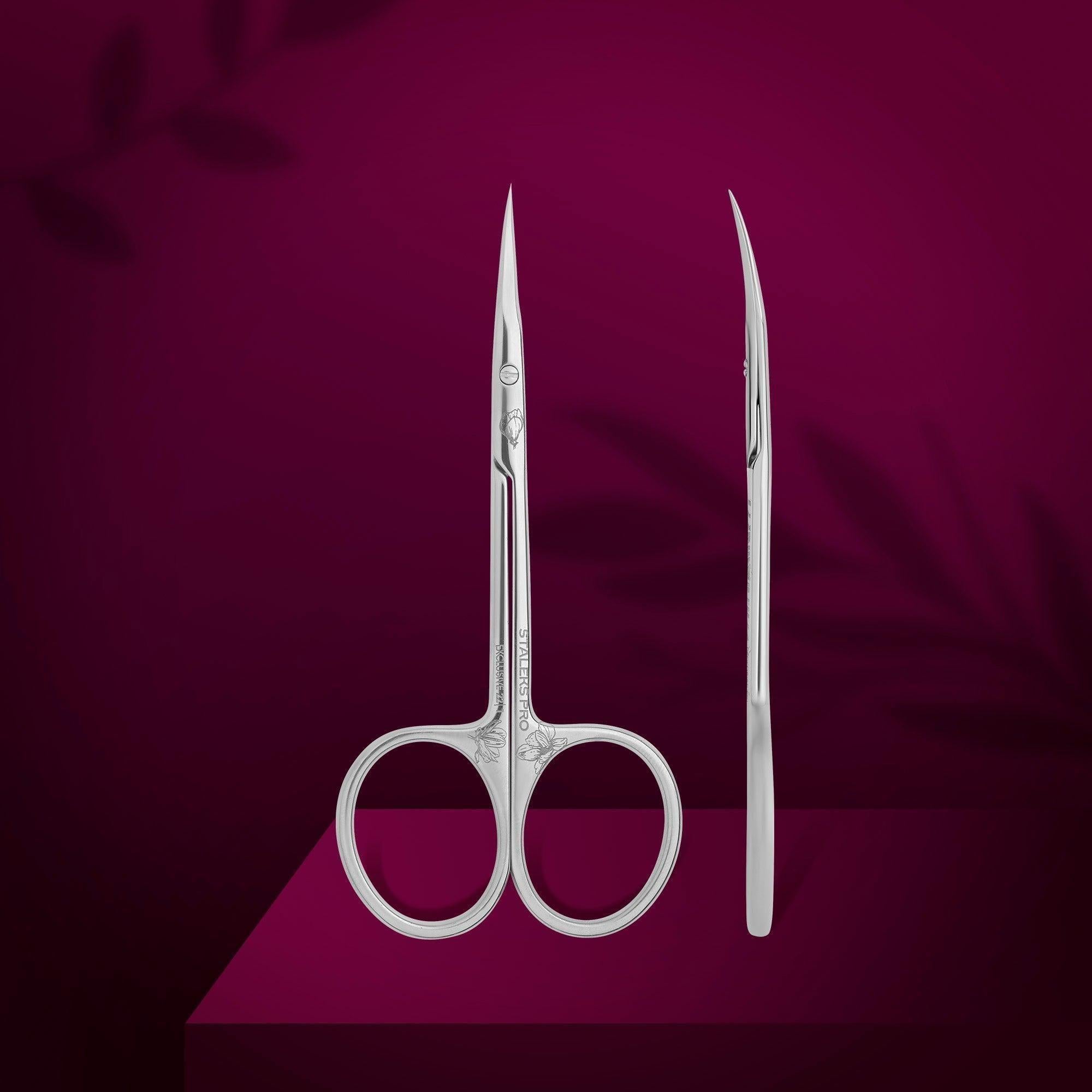 Staleks cuticle scissors "Magnolia" - EXCLUSIVE 22 TYPE 1 (with hook)-Cuticle Scissors-STALEKS PRO-Gel Essentialz