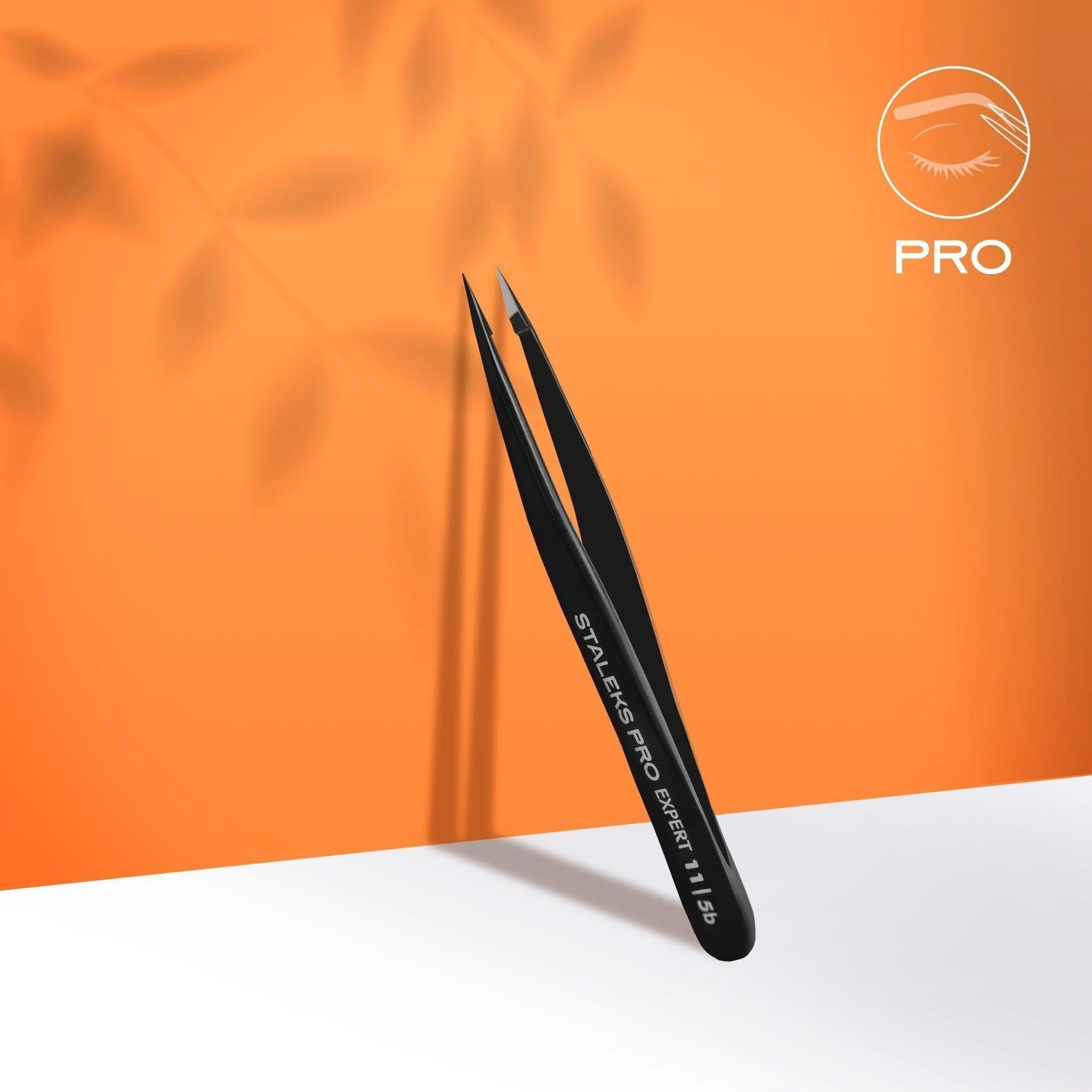 Eyebrow tweezers EXPERT 11 TYPE 5 (point)-Tweezers-STALEKS PRO-Black-Gel Essentialz