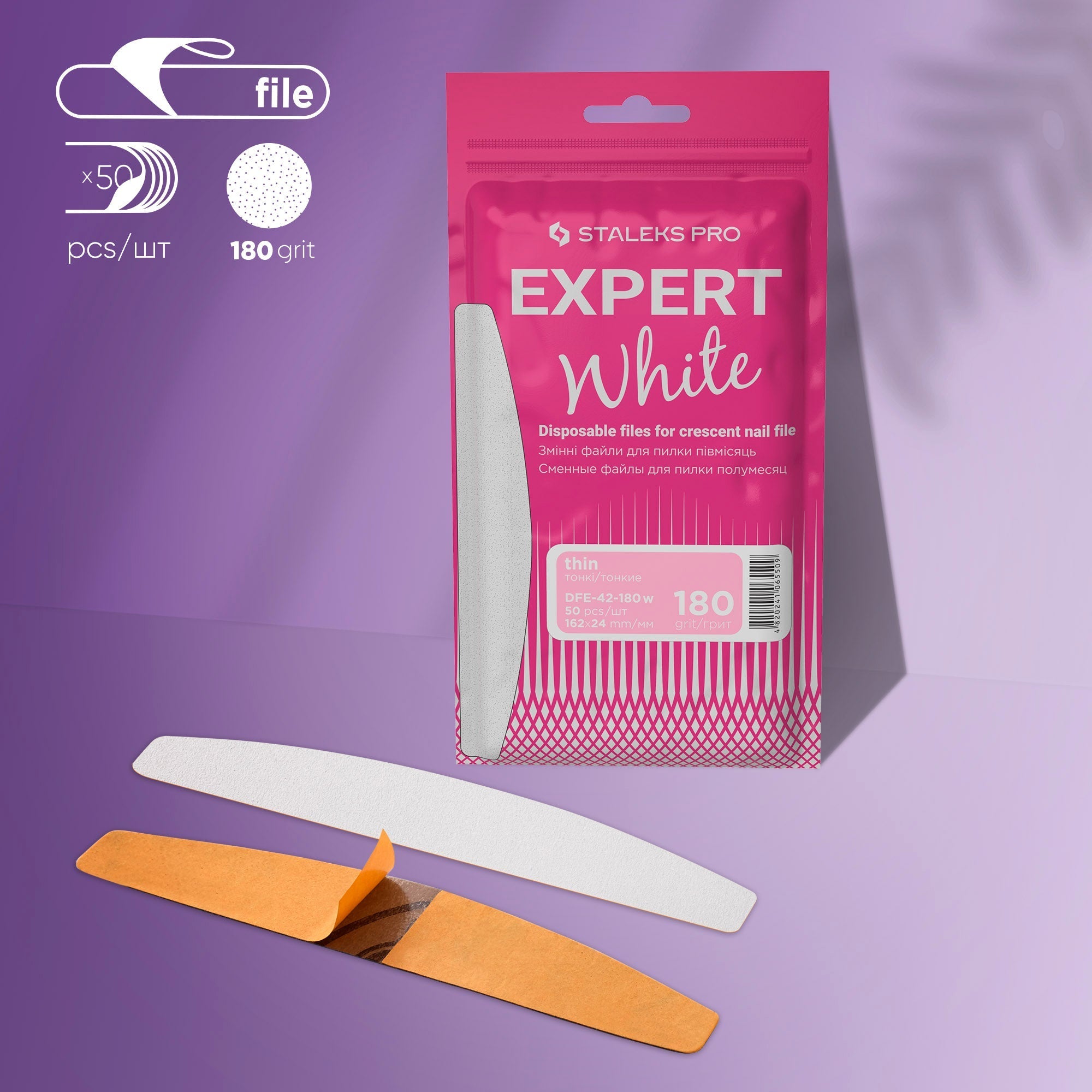 Disposable adhesive files for Crescent nail file - EXPERT 42 White Thin (50 pcs)