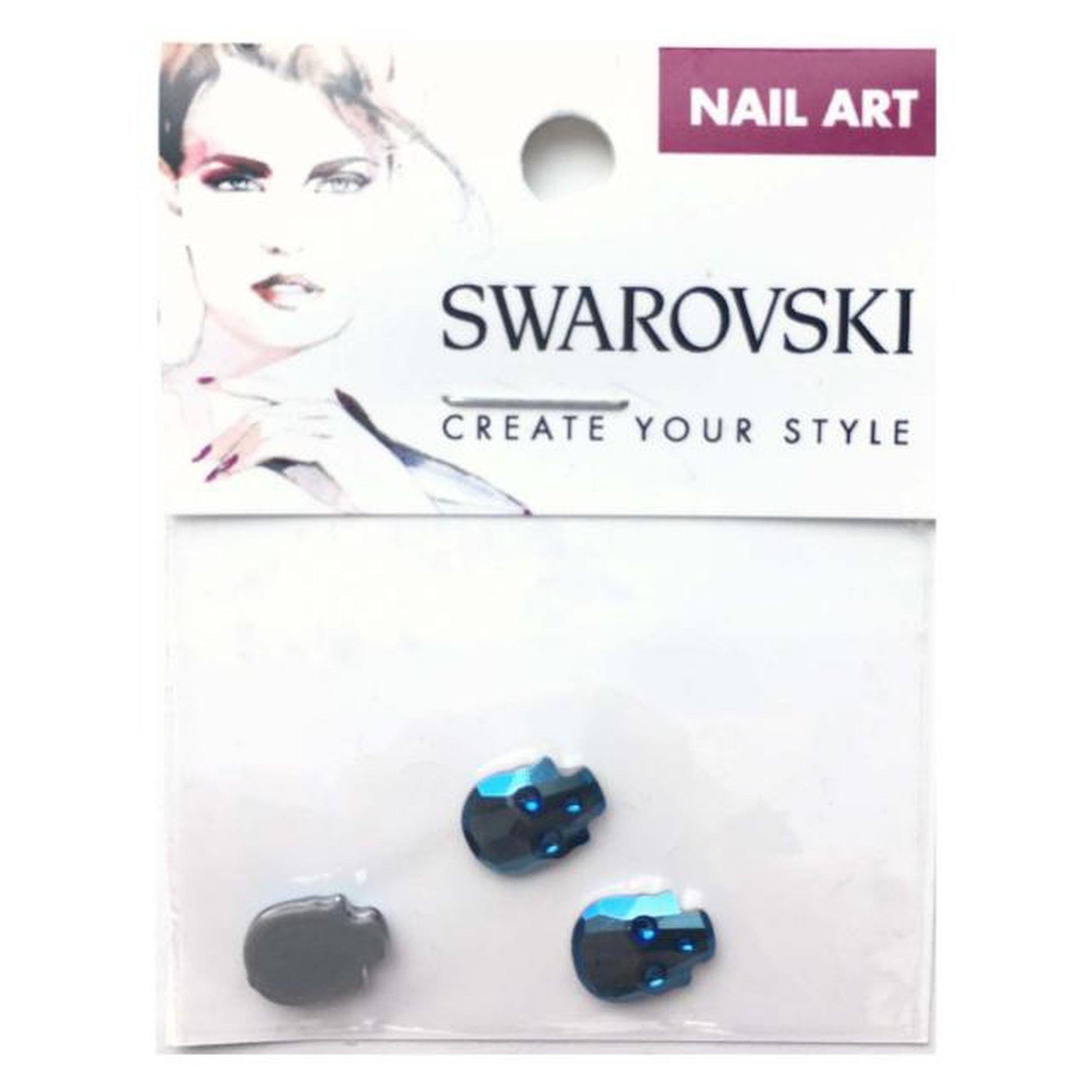 10x7.5mm Swarovski Skull Flat Back - Metallic Blue-Gel Essentialz