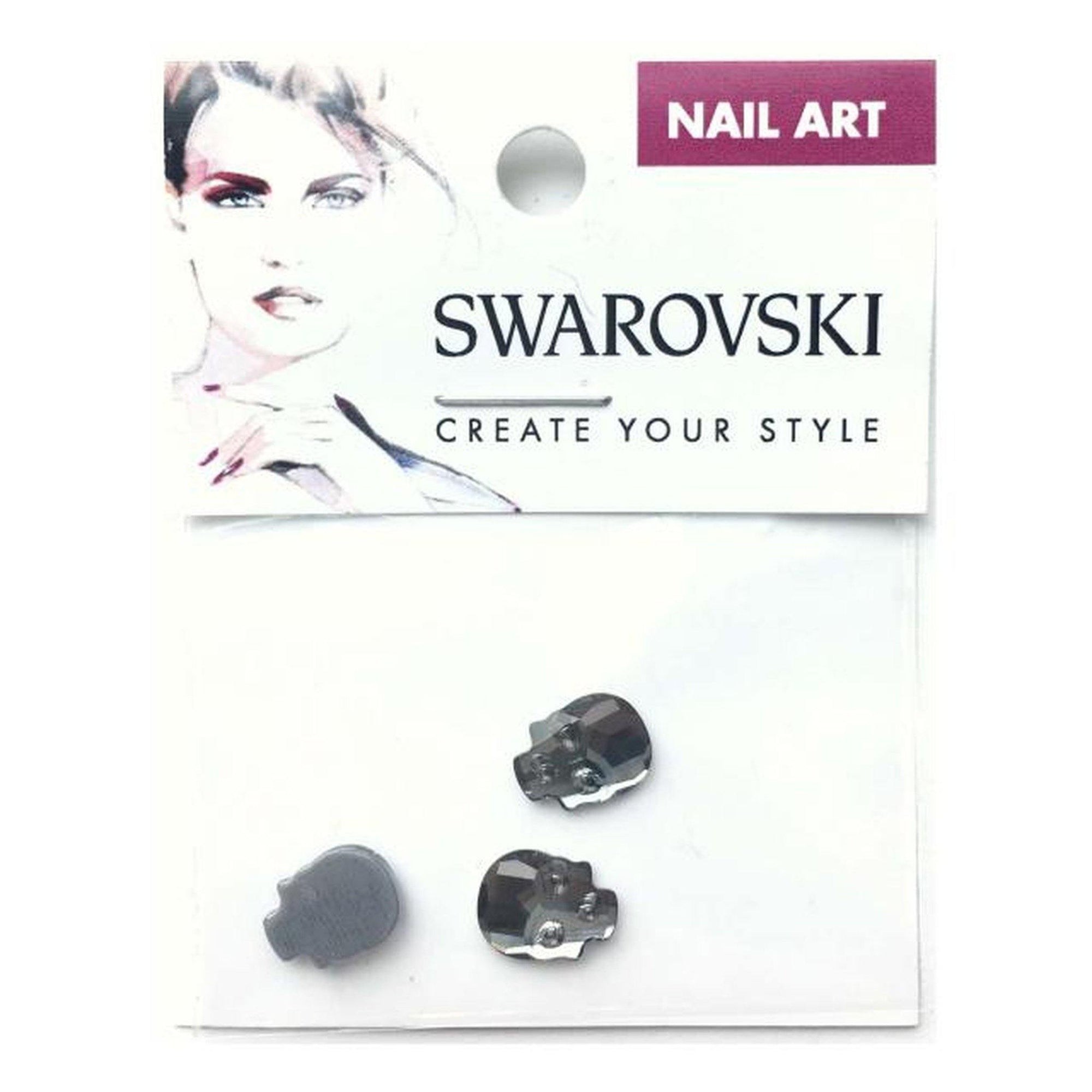 10x7.5mm Swarovski Skull Flat Back - Silver Night-Gel Essentialz