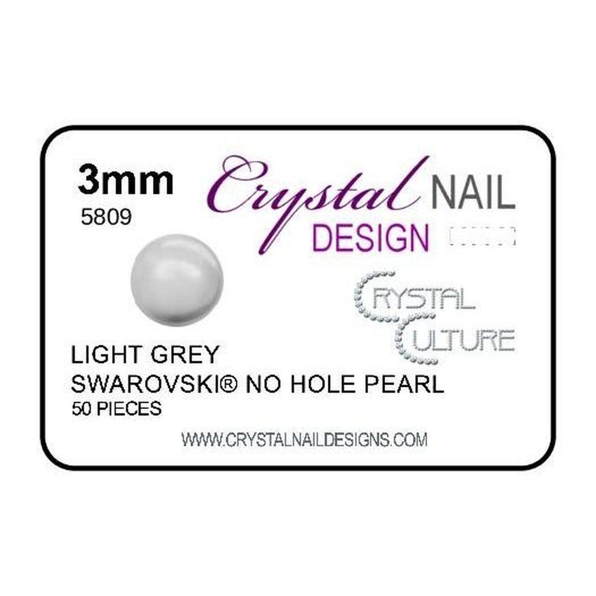 3mm Swarovski No Hole Pearl - Light Grey-Gel Essentialz